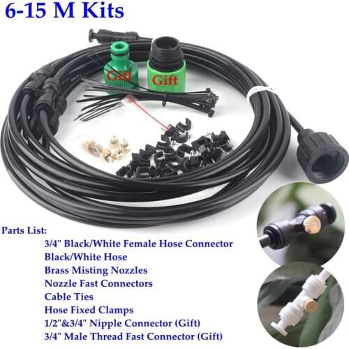 6m~15m Home Garden Cooling Mist System Greenhouse Misting System Kits Watering System Patio Micro Irrigation Kits Sprayers