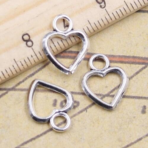 50pcs Charms Lovely Heart 14x11mm Tibetan Pendants Antique Jewelry Making DIY Handmade Craft For Bracelet Necklace