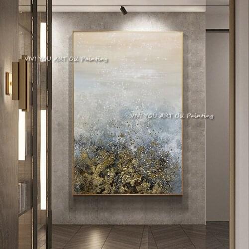 The Creative Hand Painted Gold Point Cloud Oil Paintings on Canvas New Painting Abstract Palette Wall Picture for Home Decor