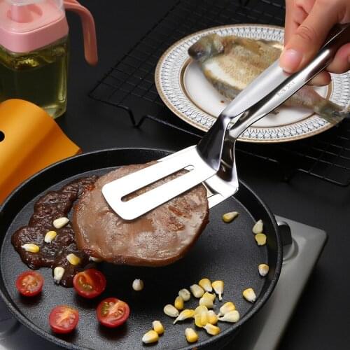 Steak Clamps Pizza Clip -304 Stainless Steel Handy Flipper-Flipping Steakand Pancakes Food Tongs Beefsteak Turner Flipper