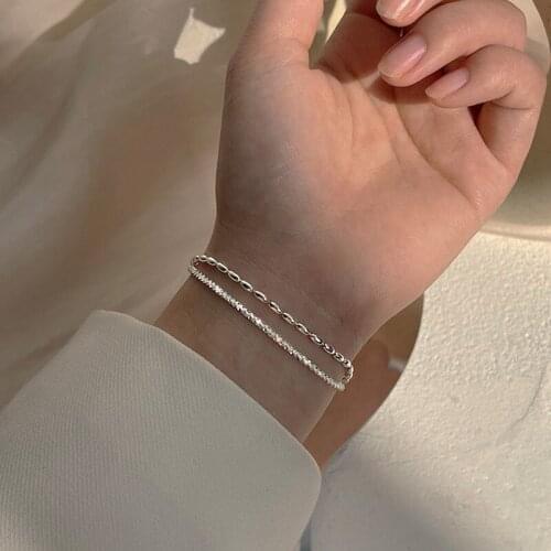 VENTFILLE 925 Sterling Silver Shiny Double-Layer Bracelet For Women Oval Beads Exquisite Bracelet Fashion Jewelry 2021 New