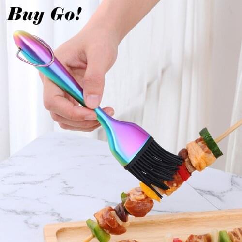 Silicone Oil Brush Kitchen Cooking Brush Stainless Steel Handle BBQ Grill Basting Brush Pastry Baking Brush Kitchen Accessories