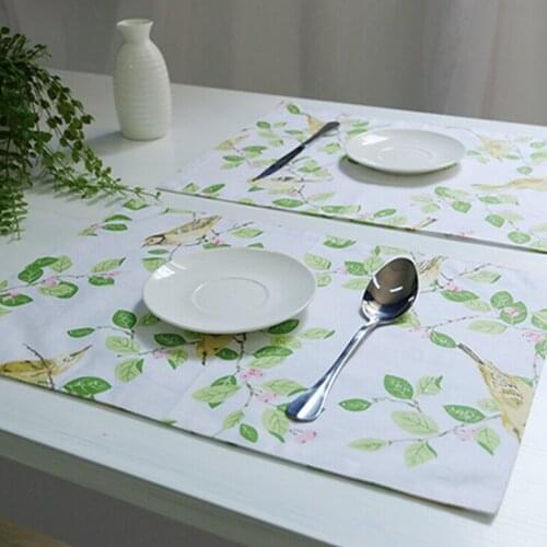 1Pcs Flower Pattern Kitchen Placemat Dining Table Mat Drink Coaster Cotton Linen Pads Bowl Cup Mats 45*32cm Home Decor
