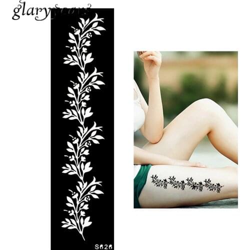 Cool 1 Piece Indian Hollow Henna Tattoo Stencil Strip Leaf Pattern Design Women Body Art Health Tattoo Stencil High Quality S626
