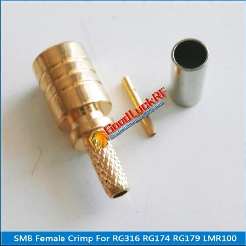 1X Pcs High-quality RF Connector SMB Female Jack Crimp for RG316 RG174 RG179LMR100 Cable Plug Coaxial GOLD Plated