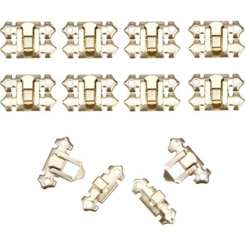 10Pcs Gold Box Decorative Hasp Lock Catch Latches Jewelry Box Suitcase Vintage Furniture Clasp Buckle Lock with Screws 33*25mm