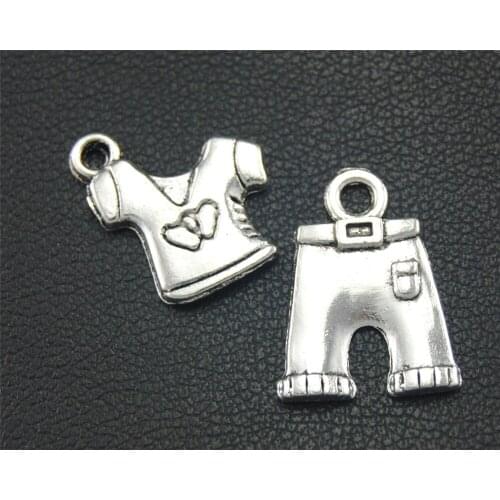 10pcs Silver Color T-shirt And Shorts Charm Jewelry Making DIY Handmade Craft A1770/A1771
