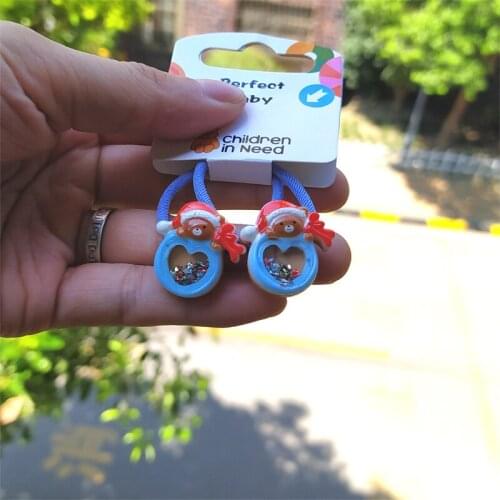 2PCS New Cute Santa Claus Princess Headwear Cartoon Kids Elastic Hair Bands Children Ropes Girls Accessories Baby Headdress