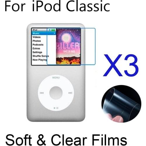 3pcs/lot Soft HD-Clear Screen Protectors for Apple iPod Classic Glossy Protective Films for Apple iPod Classic Back Guard film