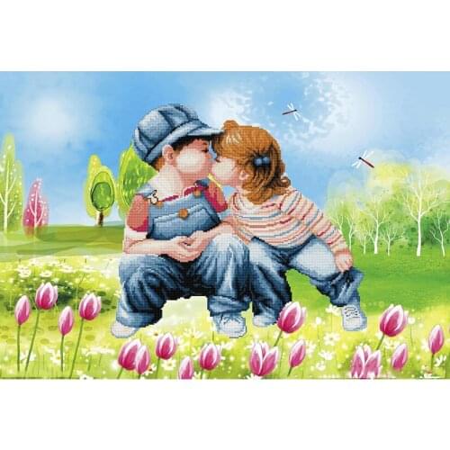 5D Diy Diamond Painting Boys and Girls Kiss Kits Drill Embroidery Cross Stitch Home Decoration Home Decor Label JX570