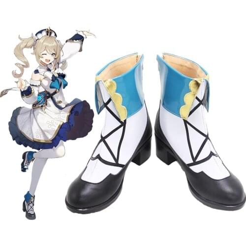 New Game Genshin Impact Cosplay Shoes Genshin Impact Barbara Cosplay Boots Halloween Women Shoes Size 35-46