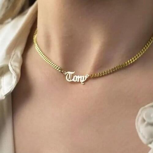 NK Chain Couple Customized Name Stainless Steel Necklace Personalized Letter Number Pendant Suit For Men Women Jewelry Gifts