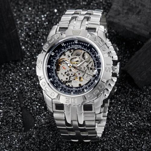 Creative Automatic Self Winding Mechanical Watch Men Luxury Gold Stainless Steel Male Business Wristwatch Relogio Masculine
