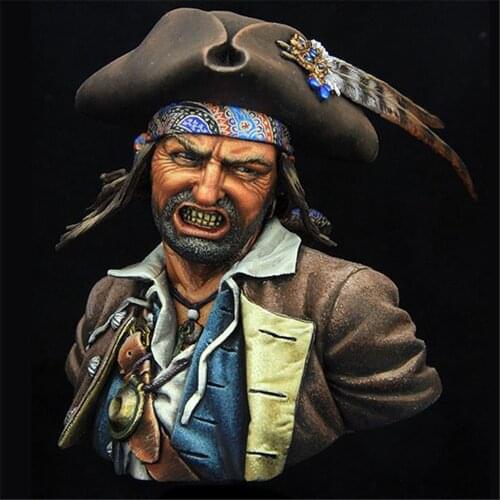 20cm Pirate Bust Resin Figure Kit 1/9 Scale Model Kit Assembly Model Resin Kit Bust Colorless Self-Assembled Toy