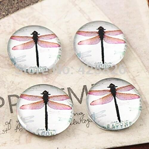 Hot Sale 20pcs 12mm Handmade Photo Glass Cabochons (Dragonfly) (E2-31)