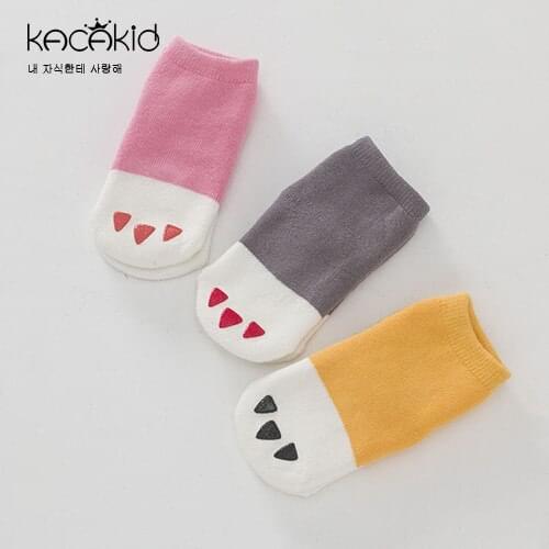Kacakid Super Cute Paw Design Children Kids Boys Girls Anti-slip Cotton Soft Sock Animal Socks Kids Little Girls Boots 0-4Years