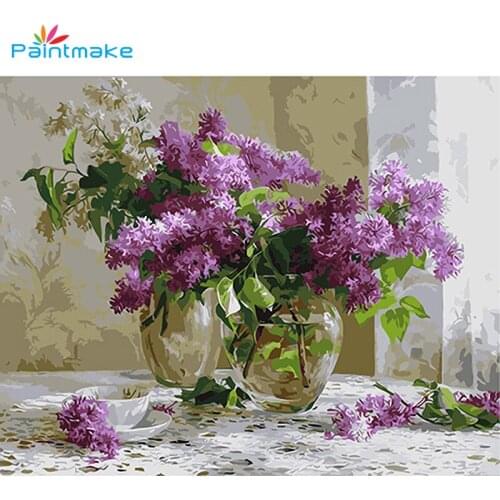 Paintmake purple Flowers DIY Paint By Numbers Wall Art Picture Gift For Home Room Decor Oil Painting on Canvas 40*50cm