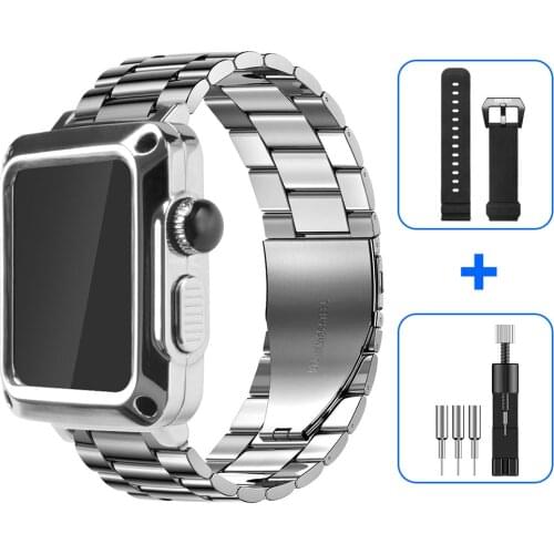 Metal Case+Strap for Apple Watch Series SE 6 5 3 Band 44mm 38mm Stainless Steel Band Protective Case for iwatch 4 2 42mm 40mm