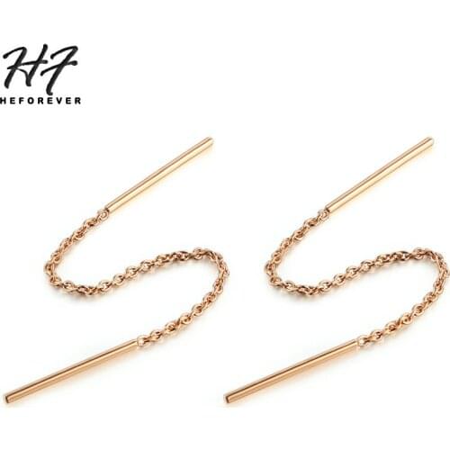 Minimalist Short Ear Line Earrings for Women Rose White Gold Color New Design Valentines Day Present Fashion Jewelry E236