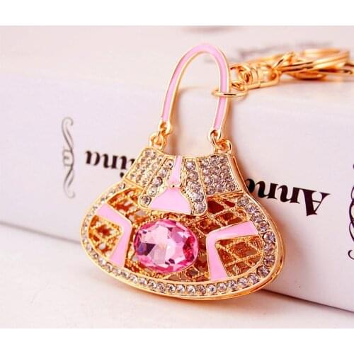 Fashion big crystal new briefcase shape key chain exquisite gift pendant to send male and female friends key chain car pendant