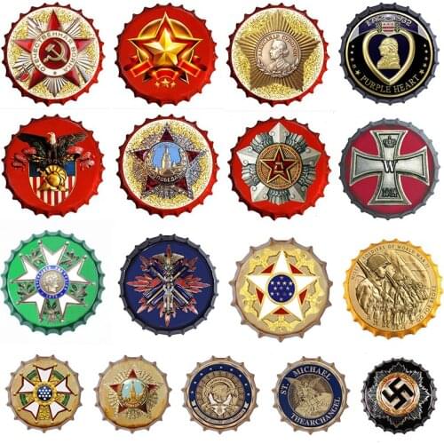 New Creative Medal Hanging Ornament Art Craft Metal Beer Bottle Cap Sign Medal of Honor Tin Sign Plaque Bar Pub Cafe Wall Decor