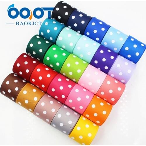OOOT BAORJCT 176181 38mm 10 yard/lot Dots Ribbons Thermal transfer Printed grosgrain Wedding Accessories DIY handmade material