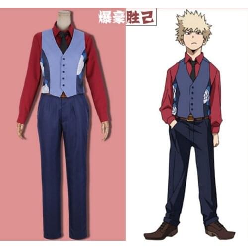 Anime My Hero Academia Bakugou Katsuki Cosplay Wigs Short Golden Heat Resistant Synthetic Cosplay Wigs Blue set