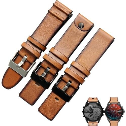 Leather brown bracelet 22 24 26 mm restoring ancient ways of the charm of a leather strap with nails for Diesel