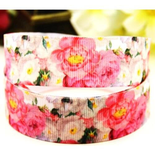 22mm 25mm 38mm 75mm Flower Cartoon printed Grosgrain Ribbon party decoration 10 Yards X-03914