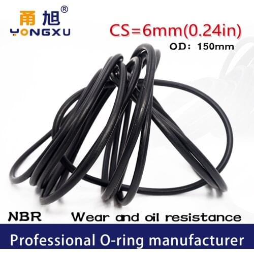 Rubber Ring NBR Sealing O Ring CS6mm Thickness OD150*6mm Rubber O-ring Seal Nitrile Gasket Oil Resistant Ring Sealing Washer