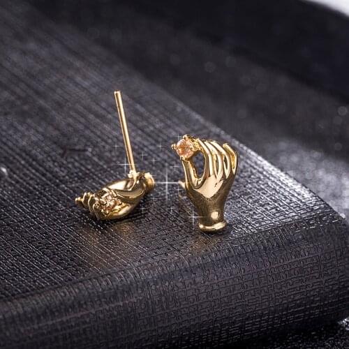 Fashion Austria Crystal stud earrings Gold Color hand earrings For Women Wedding Hot Sale Christmas gift Wholesale