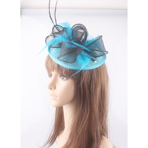 Sinamay Fascinator Hats Sinamay Loops With Ostrich Quill Adorned Elegant Wedding Headwear Red Cocktail Facinators Multiple Color