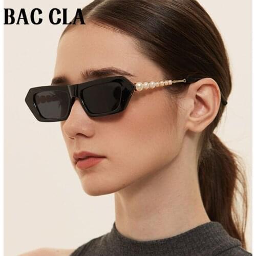 Fashion Small Square Sunglasses Women Luxury Vintage Semi-Metal Pearl Eyewear Men Leopard Beige Polygon Sun Glasses Shades