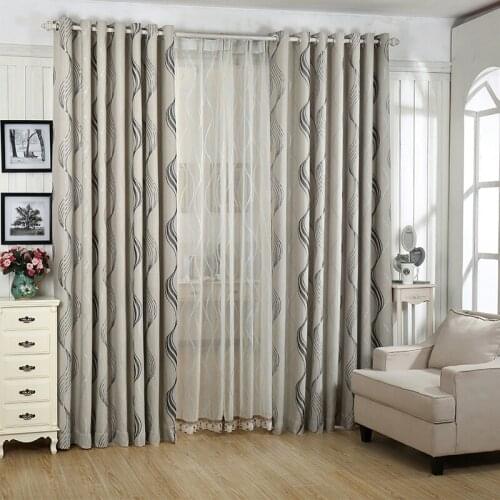 Khaki Stripe Blackout Curtains for Living Room Wave Coffee Yellow Sheer Darkening Thermal Insulated Patio Sliding Glass Rideaux