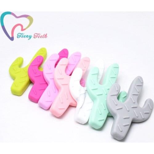 Teeny Teeth 1 PC BPA Free Silicone Cactus Teether Baby Pacifier Dummy Teething Pendant Nursing DIY Sensory Cacti Food Grade Toy