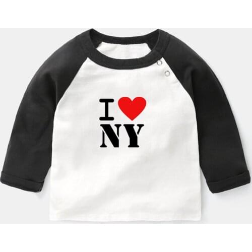 I Love New York Love Is Heart Dog Mom Love Heart Design Newborn Baby T-shirts Toddler Raglan Color Long Sleeve Tee Tops