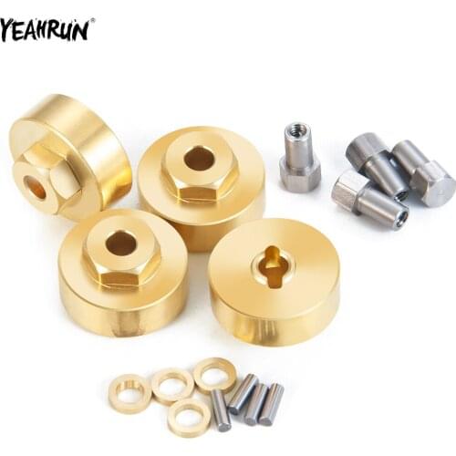 YEAHRUN 4Pcs Brass Counterweight Wheel Hub Connector For 1/24 Axial SCX24 AXI90081 AXI00001 AXI00002 RC Car Upgrade Parts