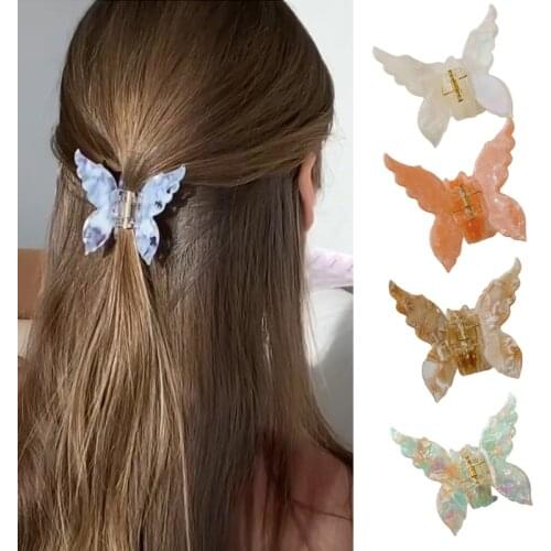 Hair Claw Clips Multicolor Butterfly Clips French Design Trendy Acetate Barrettes Fashion Accessories for Girls