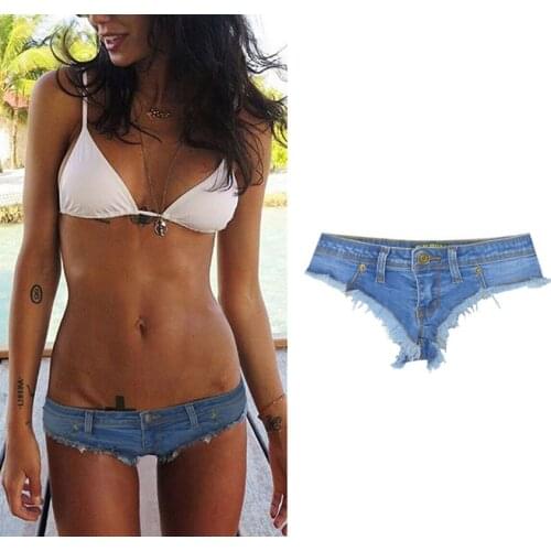 Pants Low Waist Denim Womens Shorts 2021 Fashion Jean Cotton G-String Shorts Ladies Skinny Sexy Club Super Short Jeans Female