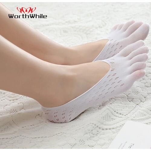 WorthWhile 1 Pair Women Sports Yoga Socks Five Toes Compression Socks Slipper Anti Slip for Summer Breathable Lady Pilates Dance
