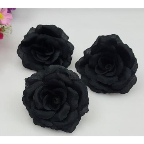 10PCS/Lot 17Colors 8CM Black Artificial Rose Silk Flower Heads Decorative Flowers for Wedding Party Banquet Decoration Can Mix