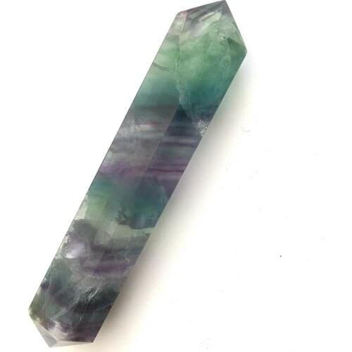 15 Cm Natural Rainbow Fluorite Wand Herkimer Crystal Prism Double Points Healing Pillar For Meditation Home Decoration Gifts
