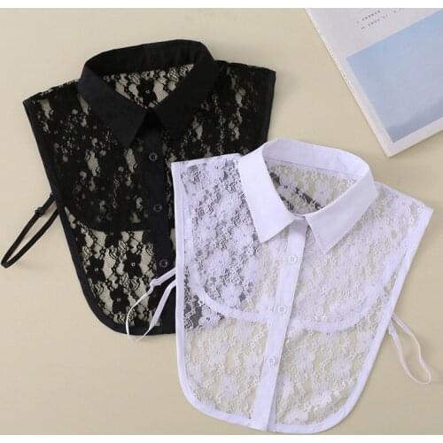 2020 Lace Embroidery Detachable Collars for Women White Black Lapel Fake Collar Lady Stand Flase Collars Bouse Half Shirt Decor