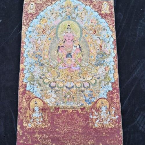 36 inch Tibet Silk embroidery Nepal, guanyin Buddha statue Thangka Paintings Mural