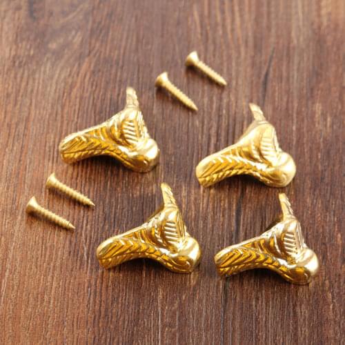 4pcs/kit Golden Corner Protectors Angle Brackets W/screws Photo Album Menu Notepad Bag Folder Decor Table Leg Wood Box 29*17mm