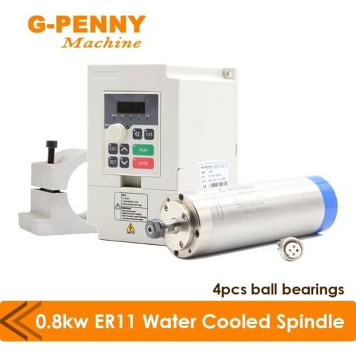 800W ER11 Water Cooled Spindle Motor 4 Bearings & 1.5KW QL VFD Inverter Frequency Drive & 65mm Aluminium Bracket Clamp Bracket