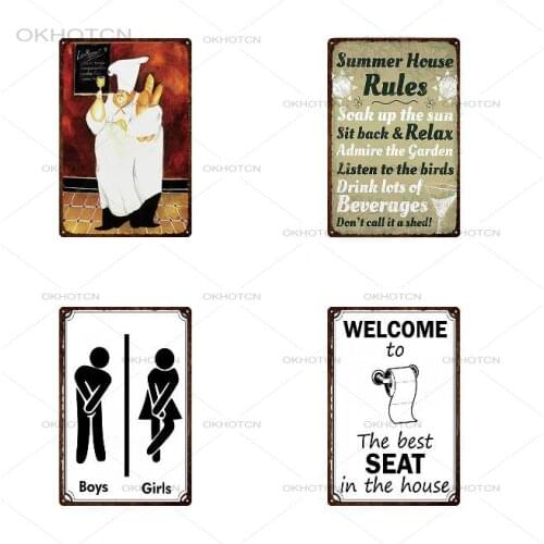 Home Decoration Retro Metal Sign Family Rules Tin Poster Inspiring Word Iron Paintings For Living Room Bar Decor 20x30cm