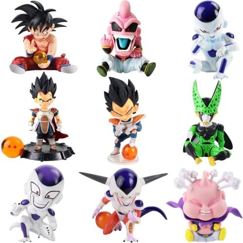 10-17cm Anime Dragon Ball Z Q Version Majin Buu Frieza Cell Vegeta Son Goku Trunks PVC Action Figure Toy Collection Model Doll