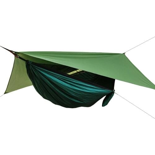 Parachute cloth hammock package, camping quick-open hammock with mosquito account outside waterproof sunshade canopy