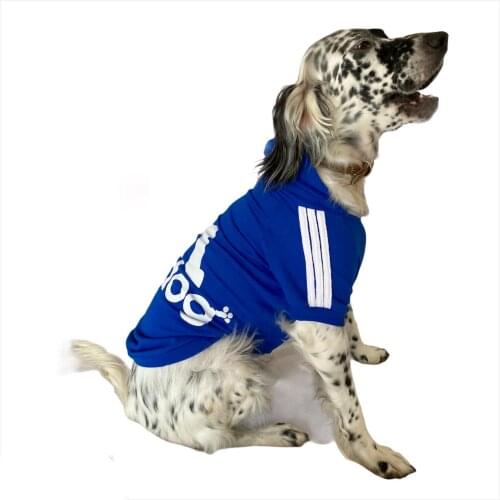 Blue Adidog Sporty Dog Hoodie, Dog Sweatshirt for Medium and Large Breeds, Dog Dress, Dog Fashion, dog Clothes, Pet Clothes